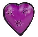 Purple Heart Shaped Trinket Dish Handcarved-Stone with Painted Designs - Small 3.5"