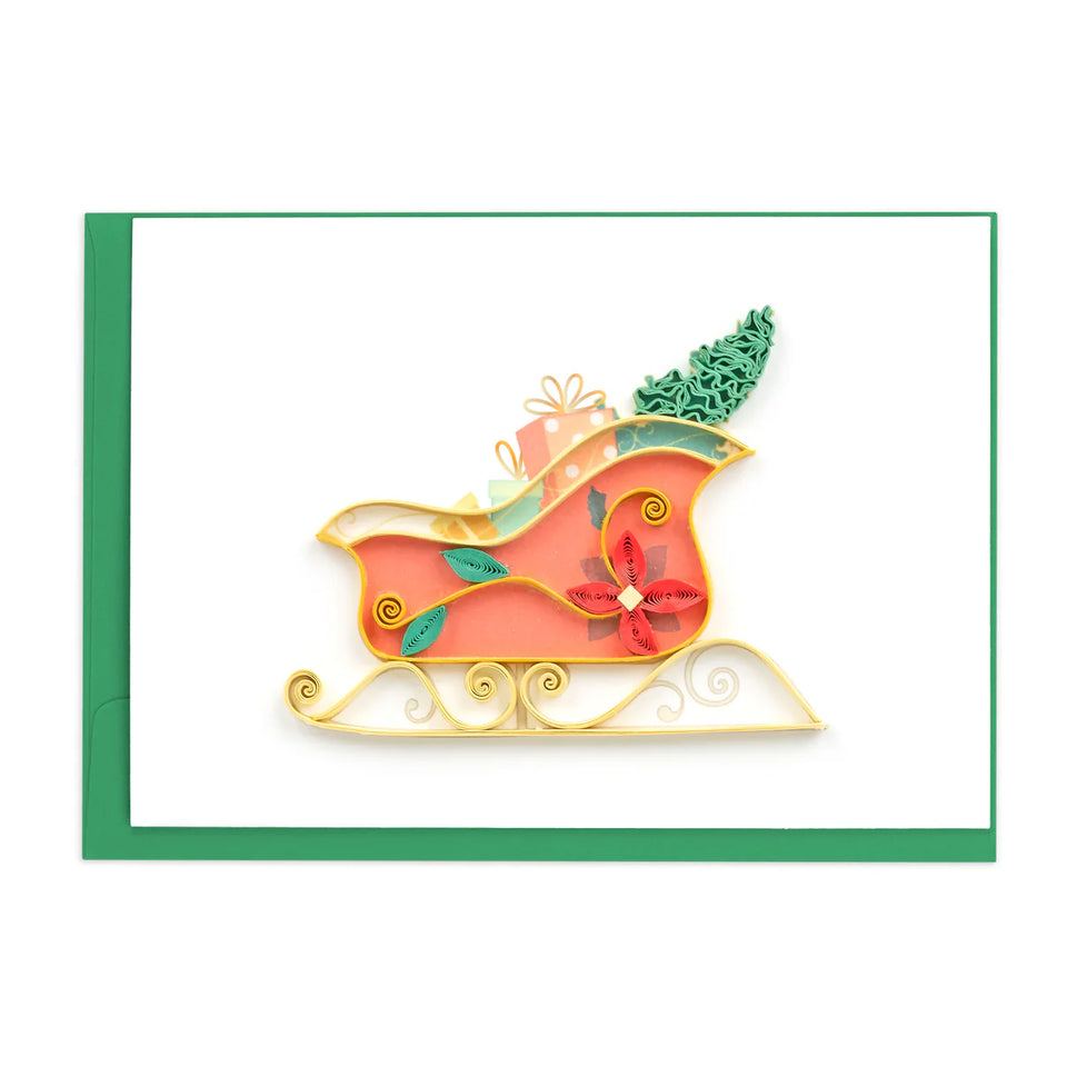 Quilled Christmas Sleigh Gift Enclosure Mini Card