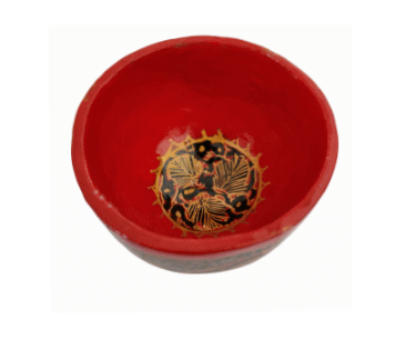 SALE Red Bowl Paper Mache