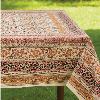 Gold & Rose Kalamkari Tablecloth 60"x90"