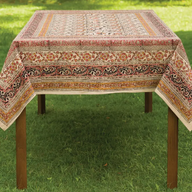 Gold & Rose Kalamkari Tablecloth 60"x90"