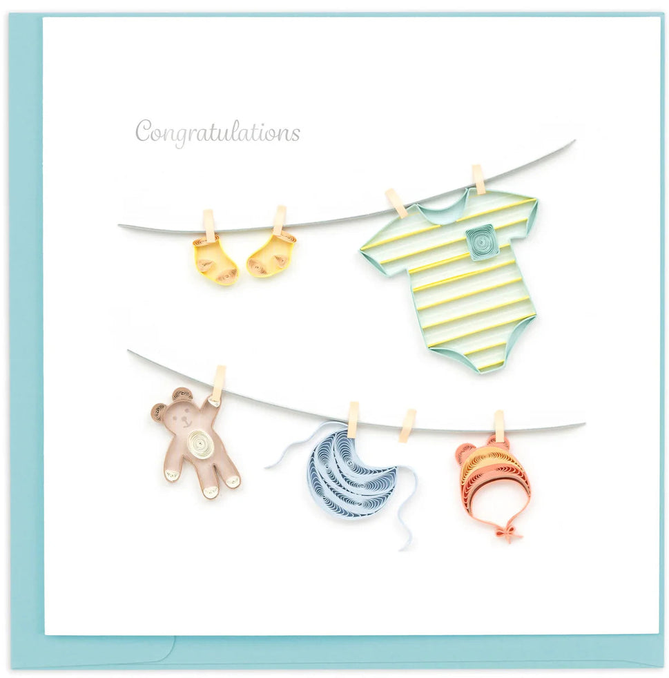 Quilled Baby Clothesline Greeting Card