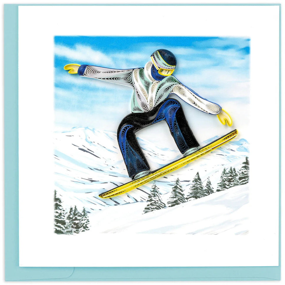 Quilled Backcountry Snowboarder Greeting Card
