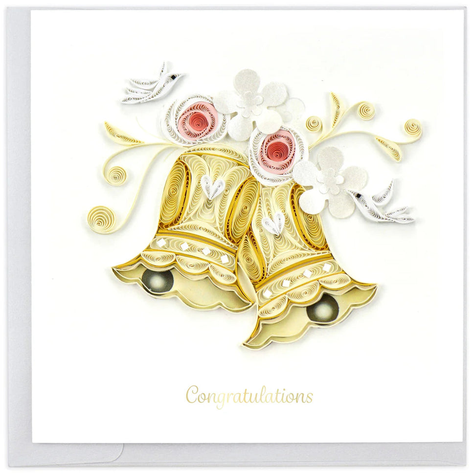 Quilled Wedding Bells Greeting Card