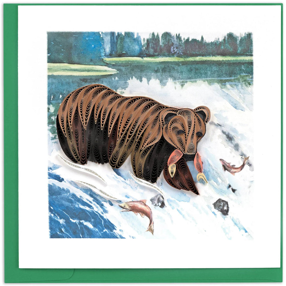 Quilled Wild Grizzly Bear Greeting Card