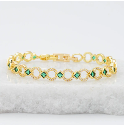 Gilded Halo Bracelet in Emerald