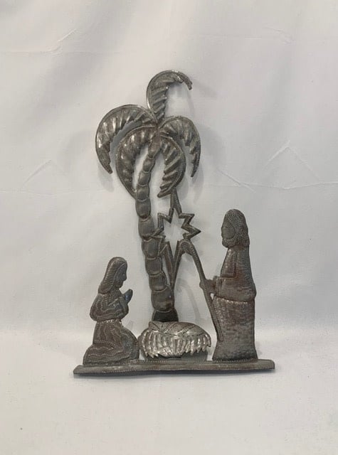 One Tree Hammered Metal Nativity