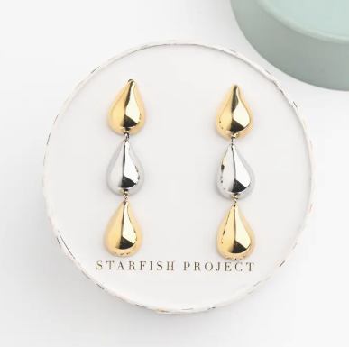 Fresh Beginnings Mixed Metal Tear Drop Earrings