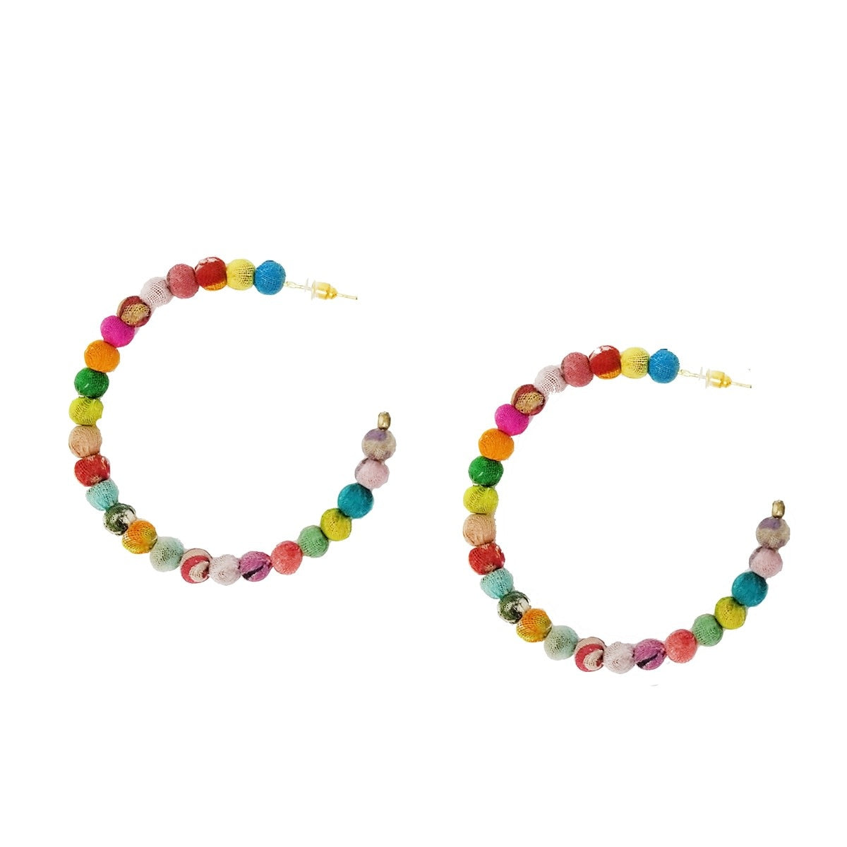 Large Kantha Hoop Earrings
