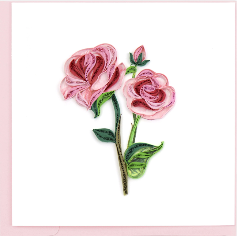 Long Stem Pink Roses Greeting Card