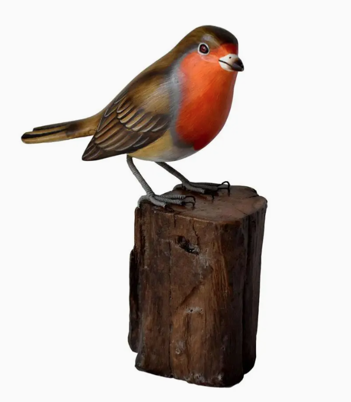 Robin On Tree Trunk