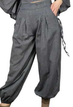 Solid Half-Elastic Pants
