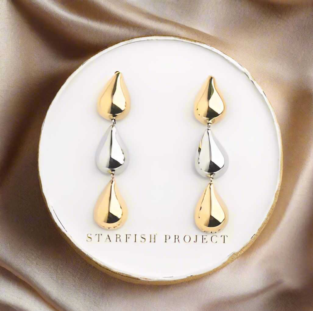 Starfish Project mixed metal teardrop earrings