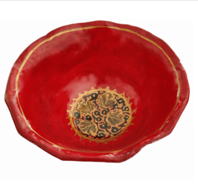SALE Red Bowl Paper Mache Large