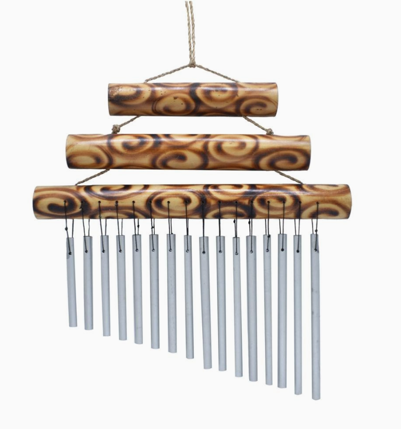 Hanging 3-tier Bamboo with 16 Metal Chimes