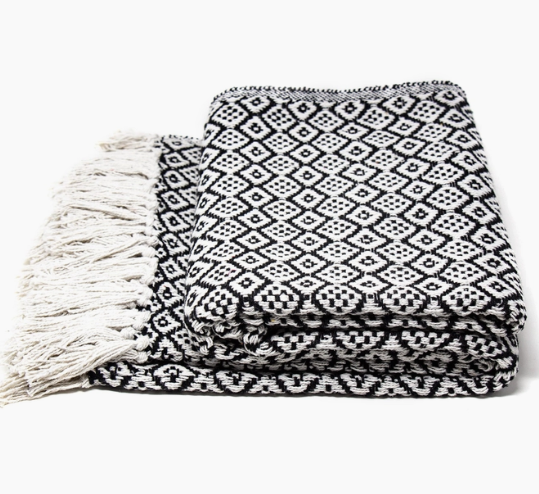 Recycled Cotton Throw w Tassels 50"x60"