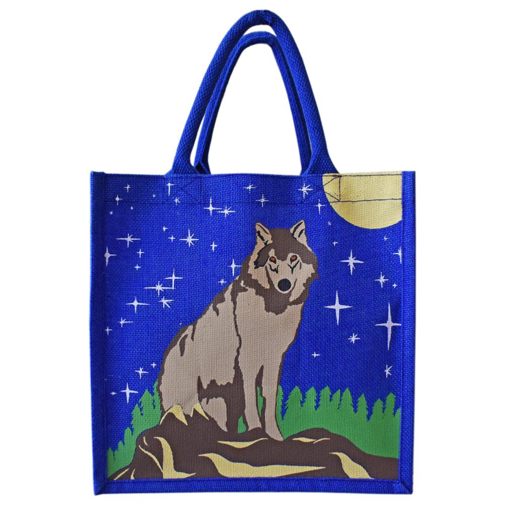 night wolf jute bag