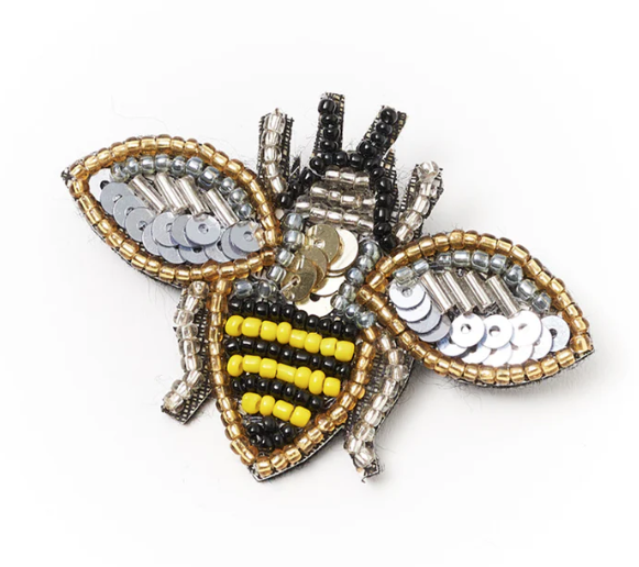 Bala Mani Beaded Bee Brooch Pin