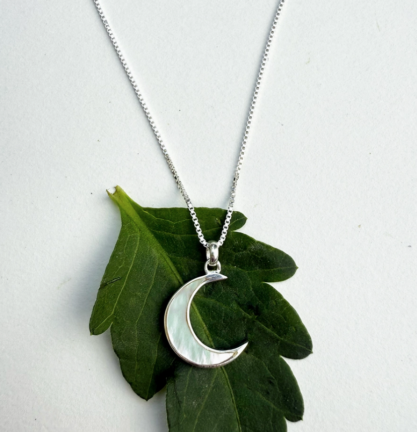 Mother-Of-Pearl Moon Necklace - Sterling Silver