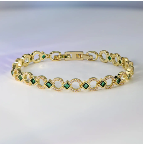 Gilded Halo Bracelet in Emerald