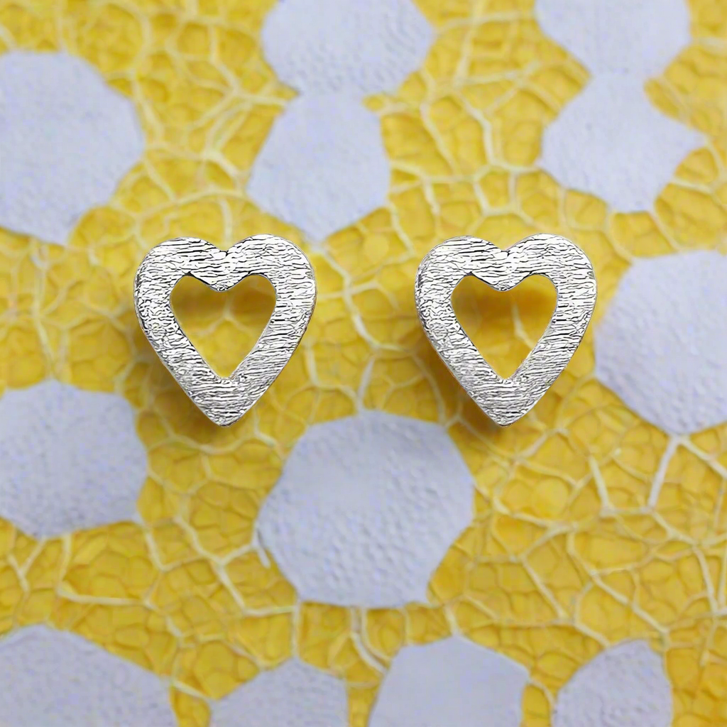 silver heart post earrings