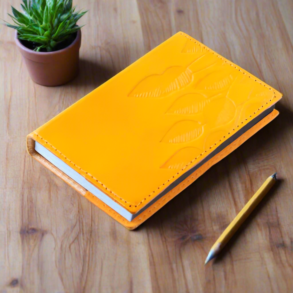 Chabila Leaves 4X6 Leather Journal - Refillable Recycled Paper