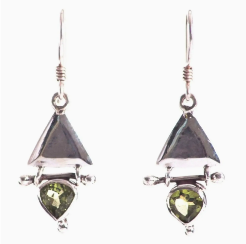 Graceful Silver Earrings Green Peridot