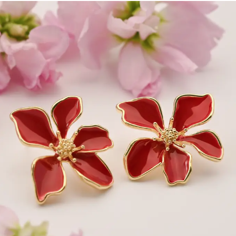 Bloom Earrings in Red