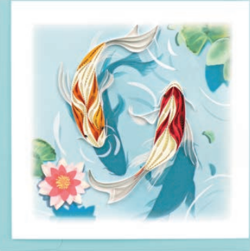 Koi Fish Pond Quilled Paper Card