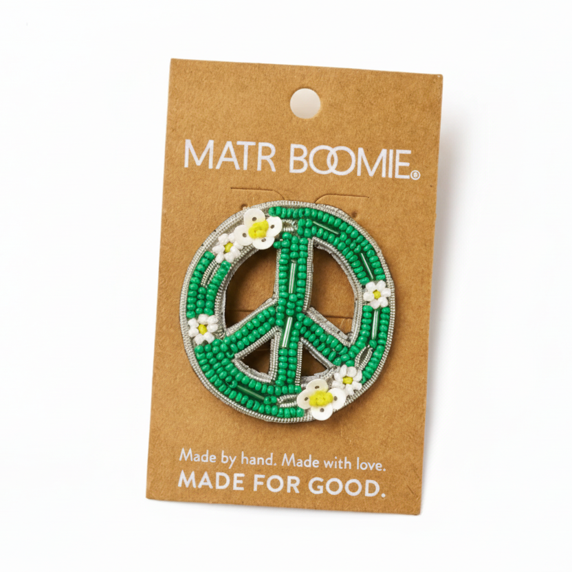 Bala Mani Beaded Peace Sign Pin