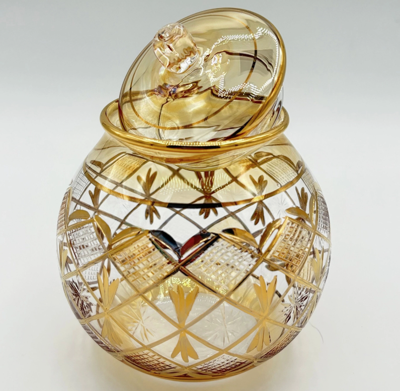 Blown Glass Jar - Starburst Yellow