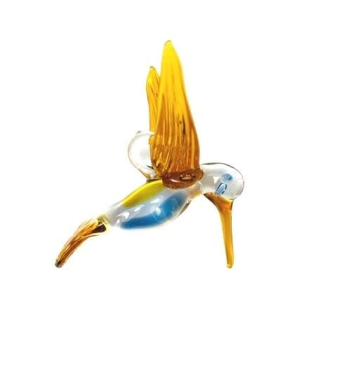 Glass Hummingbird Posing Amber