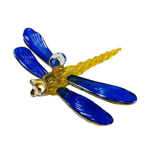 Glass Dragonfly Blue & Yellow