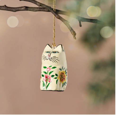 Junipar Paper Mache Cat Ornament