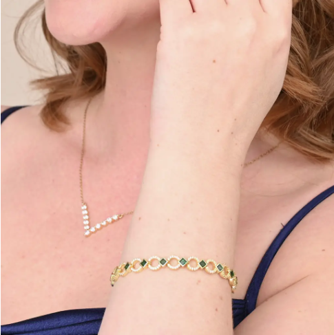 Gilded Halo Bracelet in Emerald