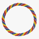 Switch A colorful beaded anklet with a pattern of intertwined red, blue, and yellow beads. 2 image