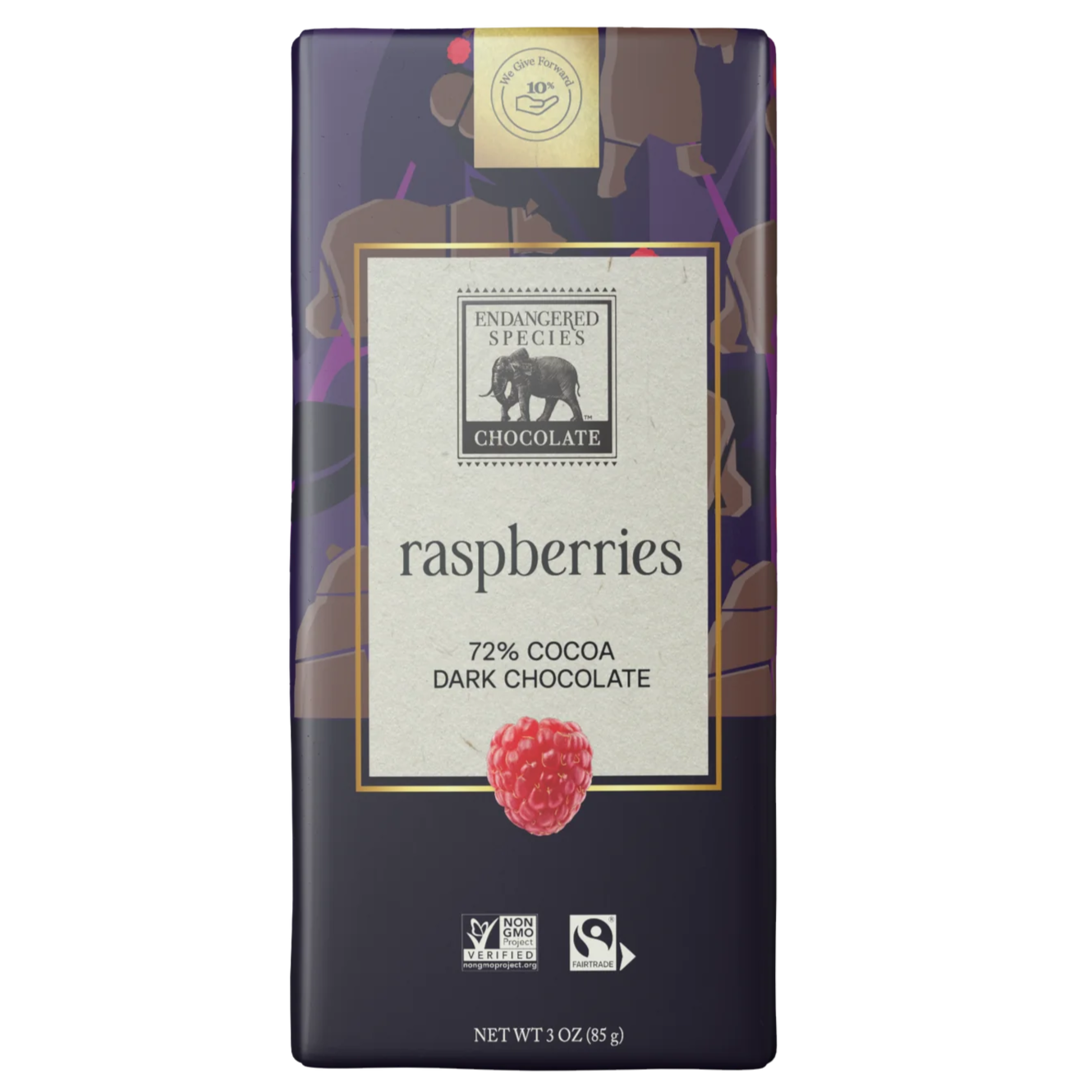 Raspberries 72% Dark Chocolate Bar 85g