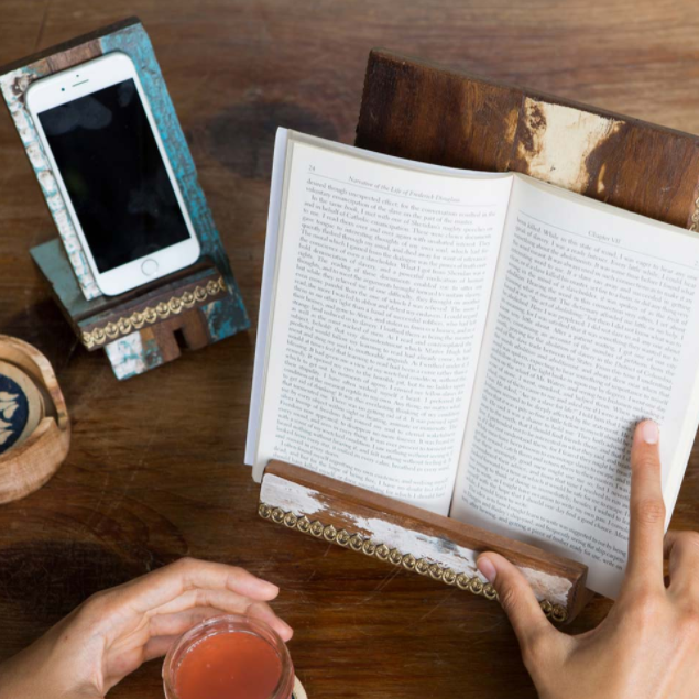 Reclaimed Wood Tablet and Book Stand