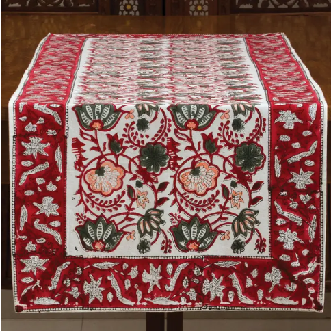 red-floral-table-runner