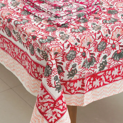 Red Floral Tablecloth