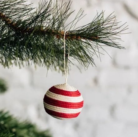 Striped Woven Ball Ornament