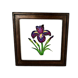 Dark Red Oak Etched Wood Frame  6"x6"