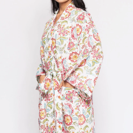 Reva Block Print Kimono Robes