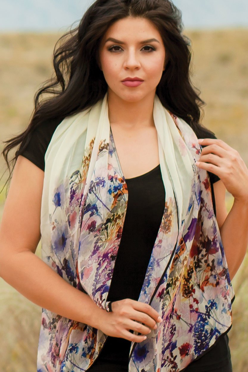 Cupro Scarf Aashi - Floral Multi