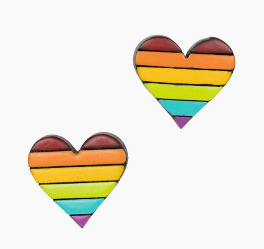 Rainbow Heart Gourd Earrings