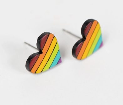 Rainbow Heart Gourd Earrings