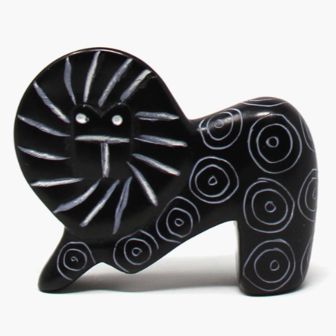 Kisii Soapstone Lion in Black