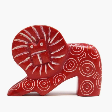 Kisii Soapstone Lion in Red