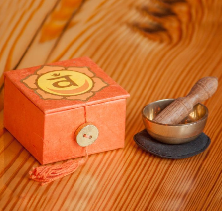 Sacral Chakra Meditation Gift Set with 2" Singing Bowl