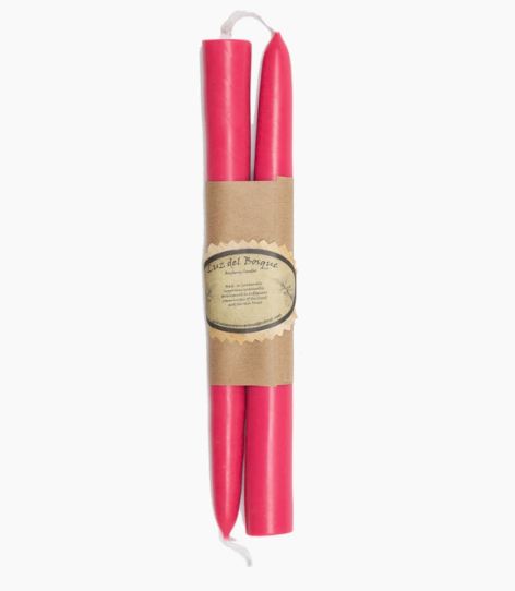 Set of 2 Myrtle Wax Taper Candles (Pink)